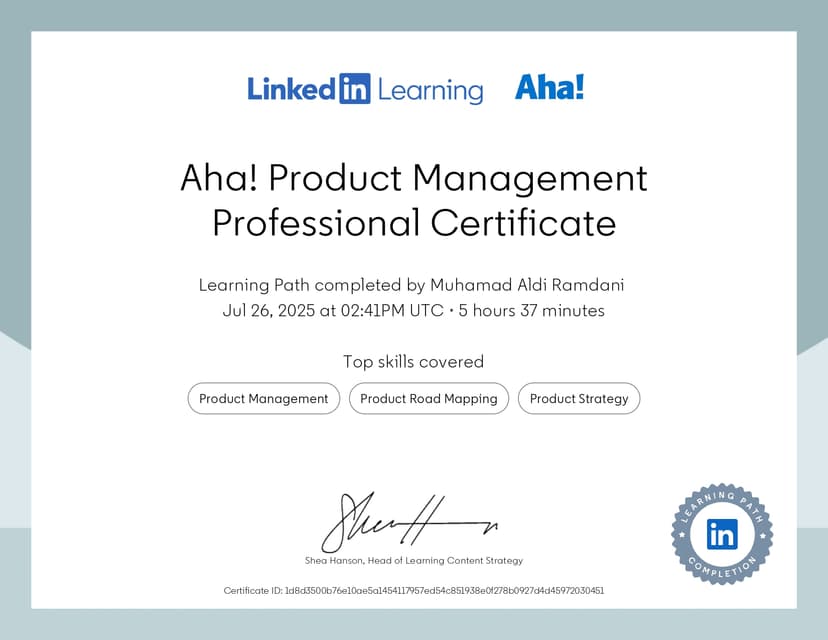 Aha! Product Management Professional Certificate